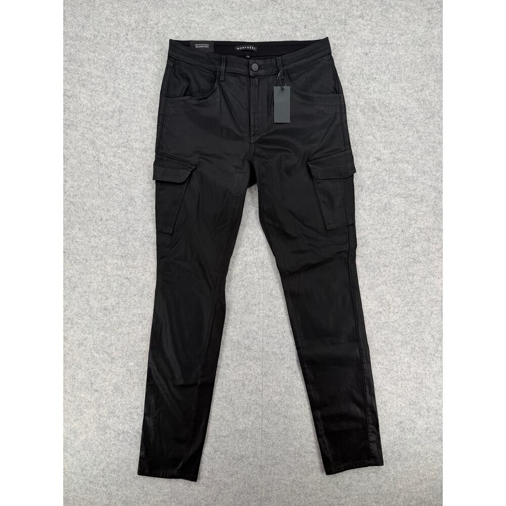NWT Monfrere Preston Coated Noir Stretch Skinny Cargo Jeans Size Men's 36